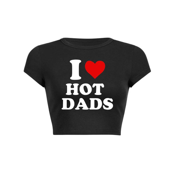 Haut court pour bébé Y2K « I Love Hot Dads » 