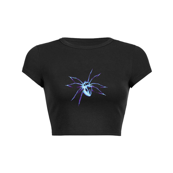T-shirt court pour bébé avec imprimé lettre araignée 