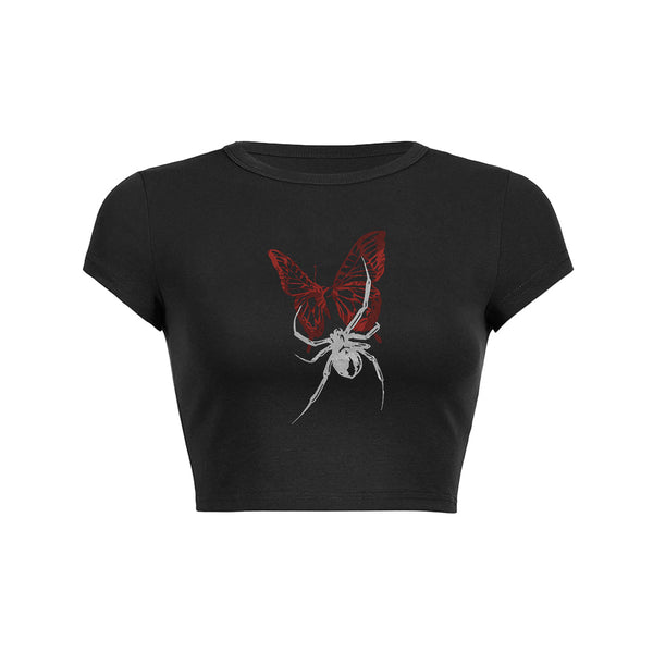 T-shirt bébé incliné à imprimé lettre araignée 