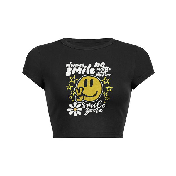 T-shirt bébé à imprimé floral avec toujours le sourire, quoi qu'il arrive 