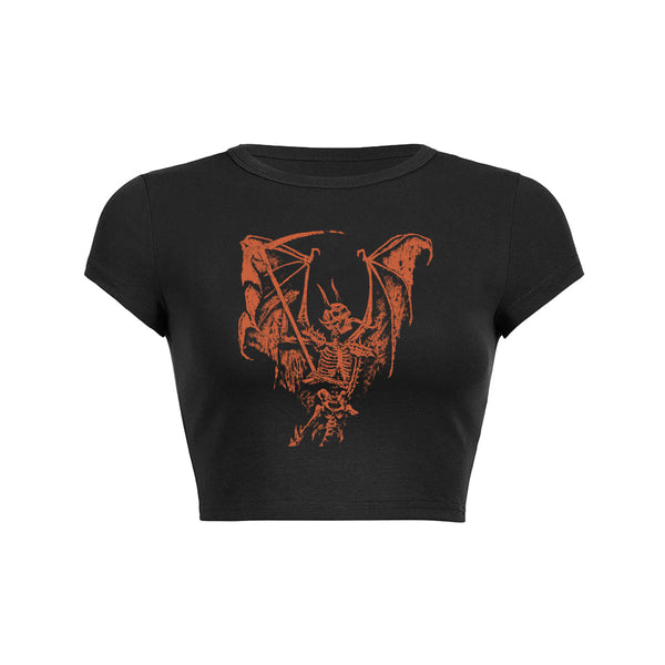 T-shirt bébé incliné à imprimé démon squelette 