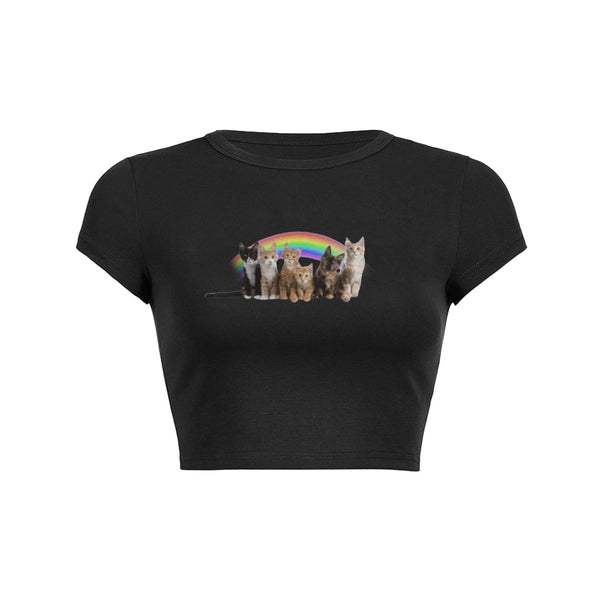 T-shirt chat mignon T-shirt chat arc-en-ciel 