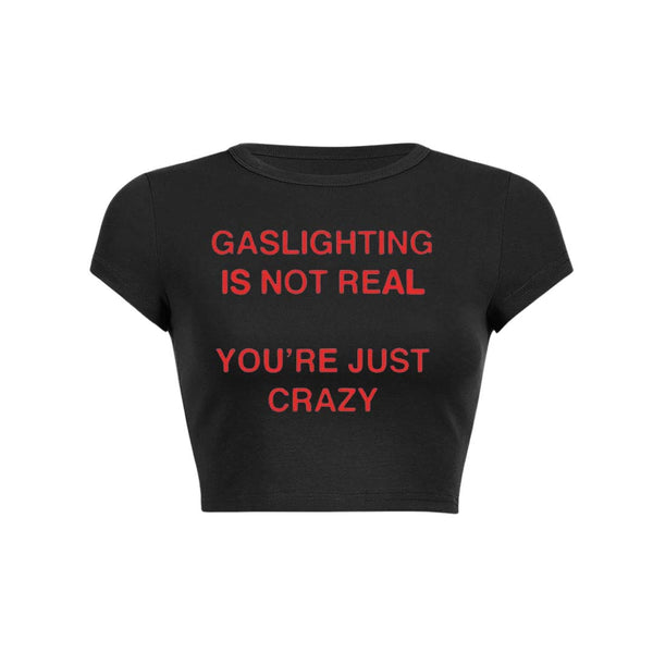 Haut court pour bébé style années 2000 « Gaslighting Not Real » 