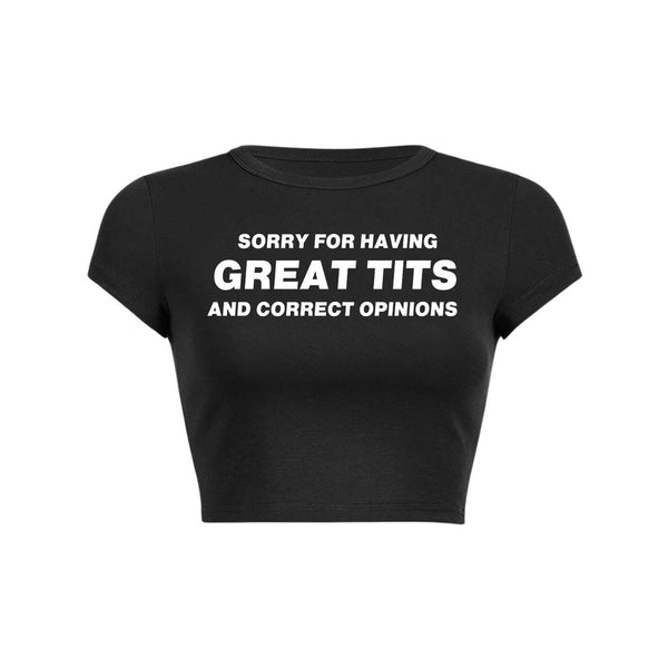 Désolé d'avoir des opinions correctes Y2K Baby Tee Crop Top 