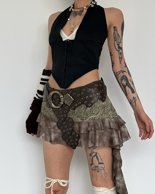 Haut corset dos nu uni boutonné à coupe basse 