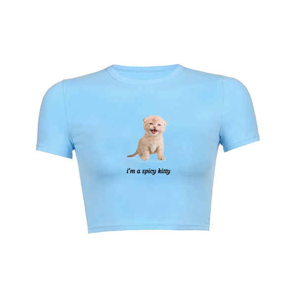 T-shirt bébé chaton épicé années 90 2000 y2k 