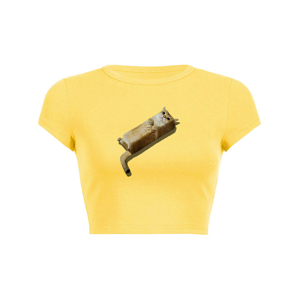T-shirt bébé court imprimé chat et pain 