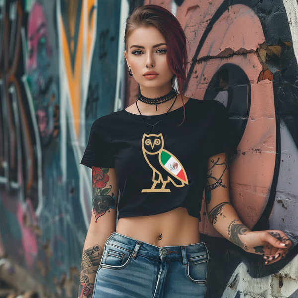 Mexico Owl Emblem Crop Top