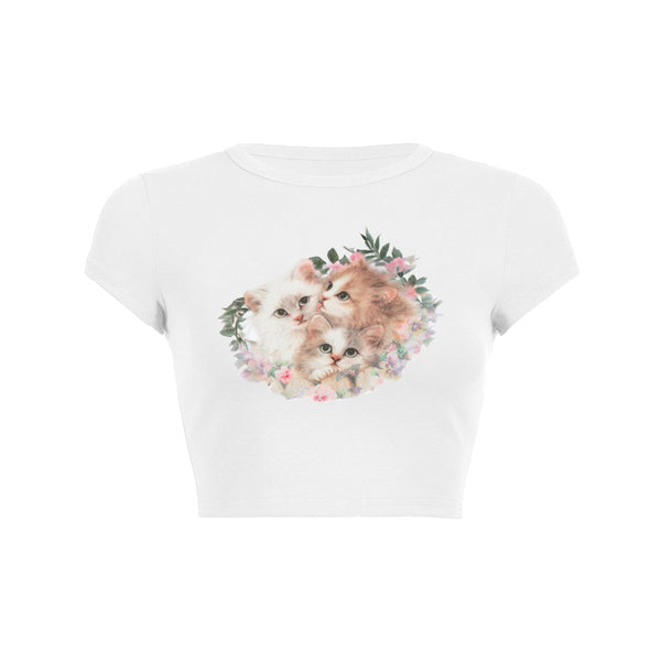 Crop top slim vintage imprimé chat Y2K 