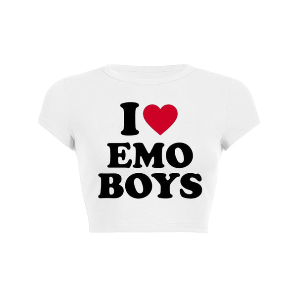 T-shirt bébé Y2K « I Love Emo Boys » 