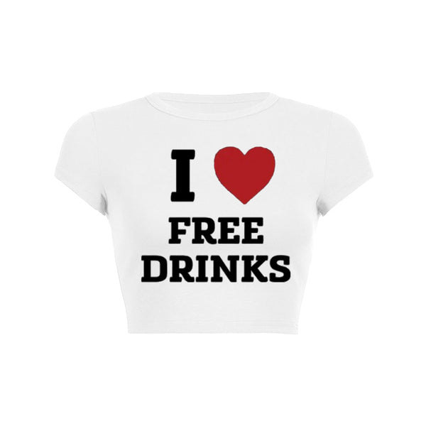 T-shirt bébé Y2K « J'adore les boissons gratuites » 