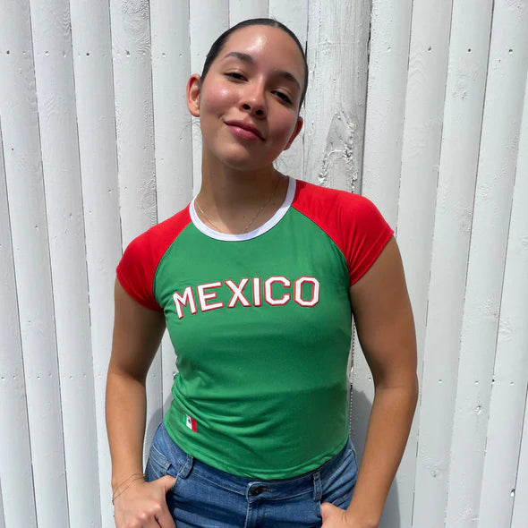Mexico Flag Color Block Crop Top