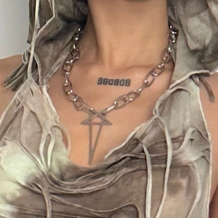 Star decor metal chain choker necklace