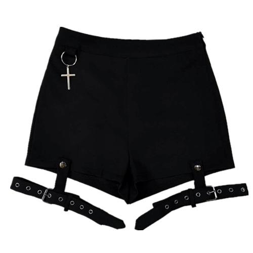 Pantalon court uni avec boucle à la cuisse 