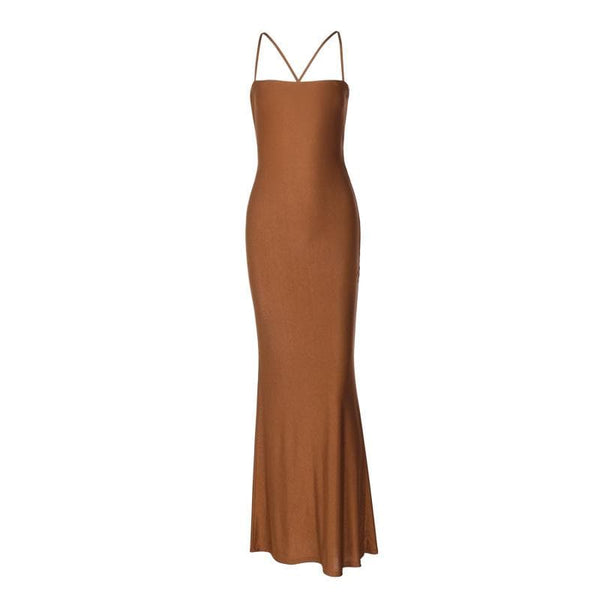 Hollow out ruched cross back cami cut out maxi dress  | red tango dress  | black rave dress