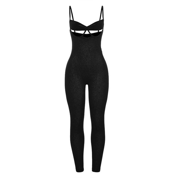 Combinaison camisole transparente à dos nu et col en V ajouré 