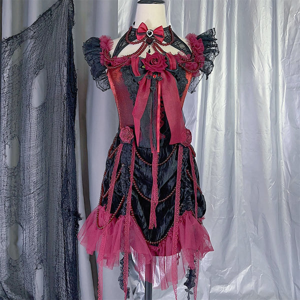 Robe courte camisole 2 pièces en maille à volants et perles 