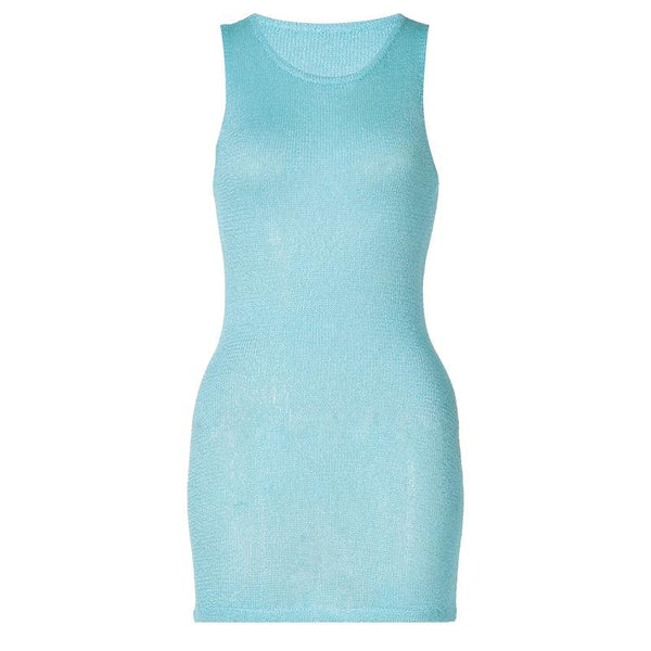 Sleeveless u neck knitted solid mini dress  | red tango dress