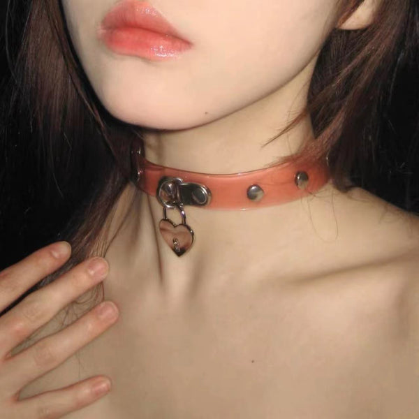 Collier ras du cou réglable rose avec anneau en O