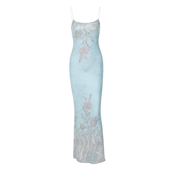 Flower print spaghetti strap cami maxi dress