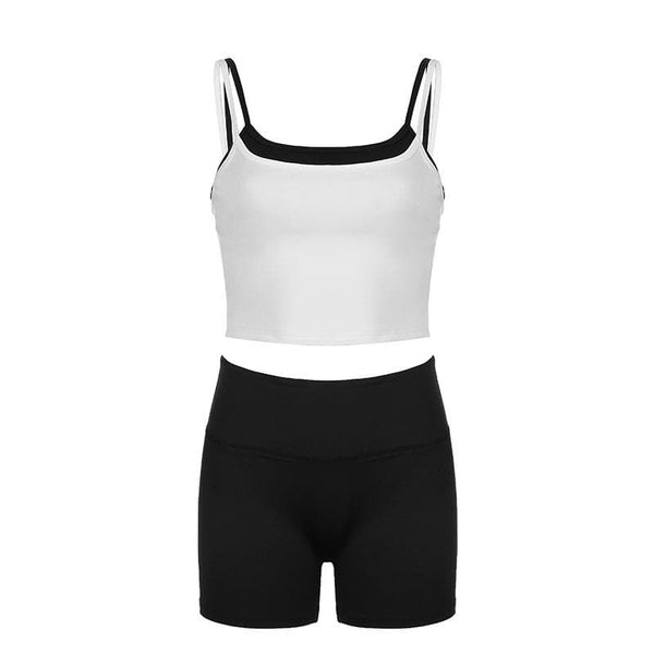 U neck contrast 2 piece cami pant set