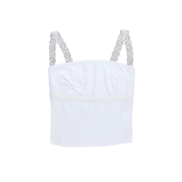 Lace hem backless solid cami top