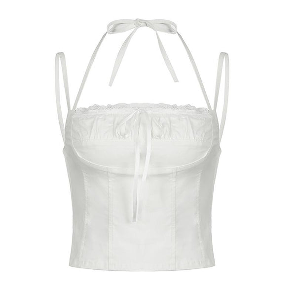 Haut bustier licou à nœud papillon et à fronces 