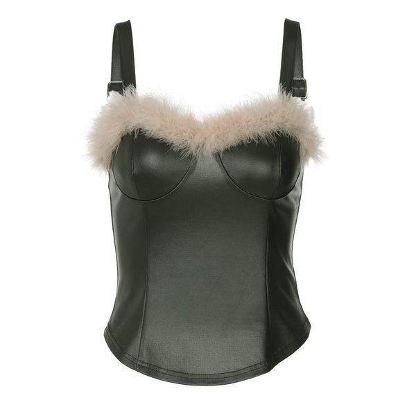 Haut camisole moelleux à col en cœur 