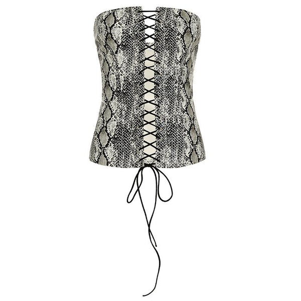 Haut tube à lacets avec corset imprimé peau de serpent 
