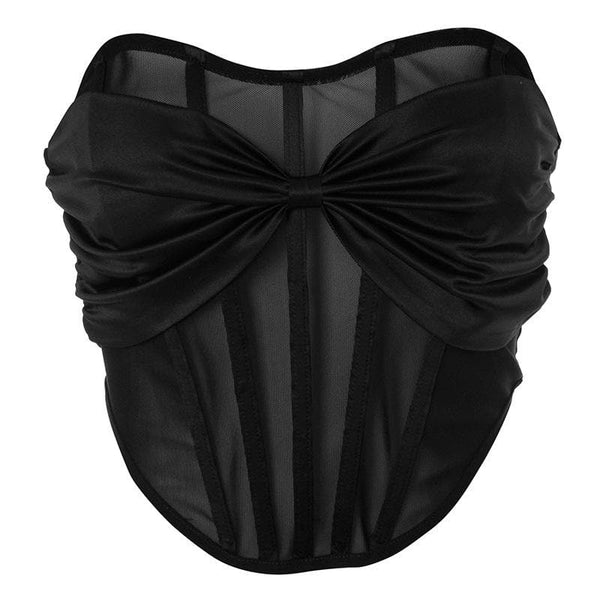 Haut bustier à nœud papillon, dos nu, froncé 