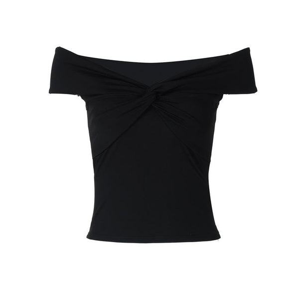 Short sleeve off shoulder ruched top
