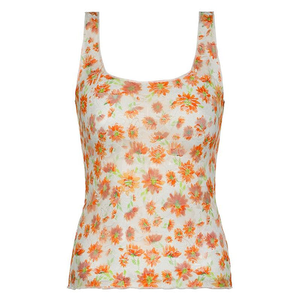 Haut camisole dos nu à imprimé floral et col en U 
