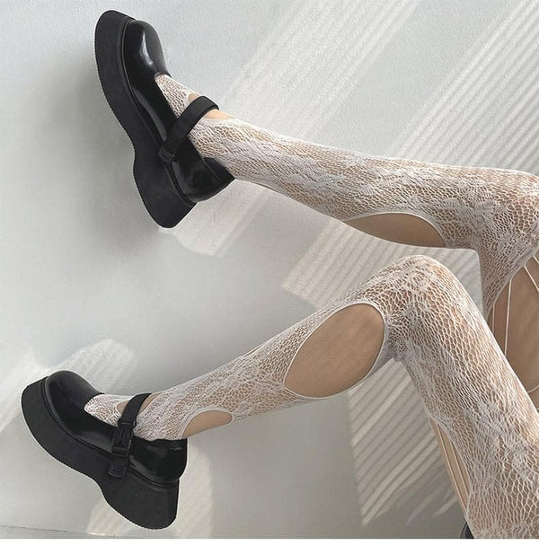 Collants résille à motif floral ajouré 