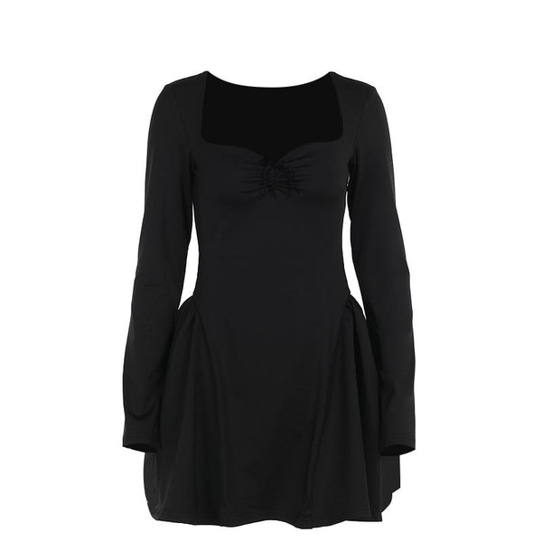 Long sleeve sweetheart neck bowknot mini dress  | red tango dress