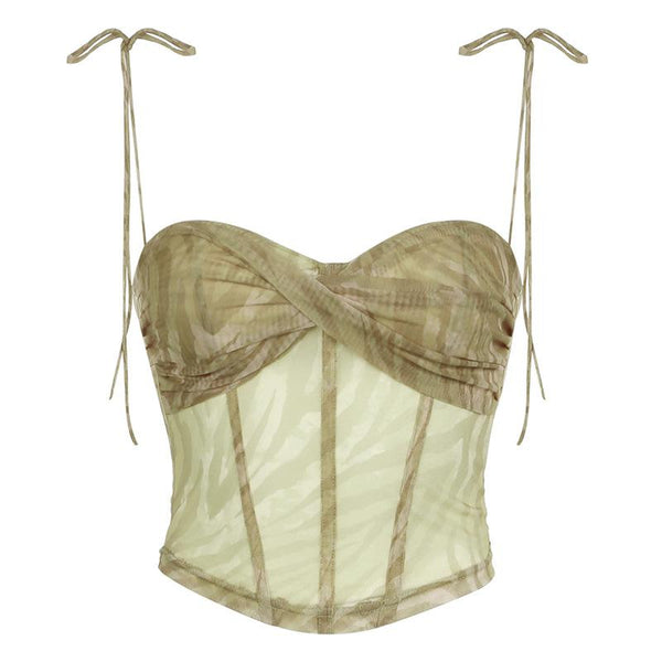 Haut bustier à bretelles spaghetti en maille à imprimé zèbre 