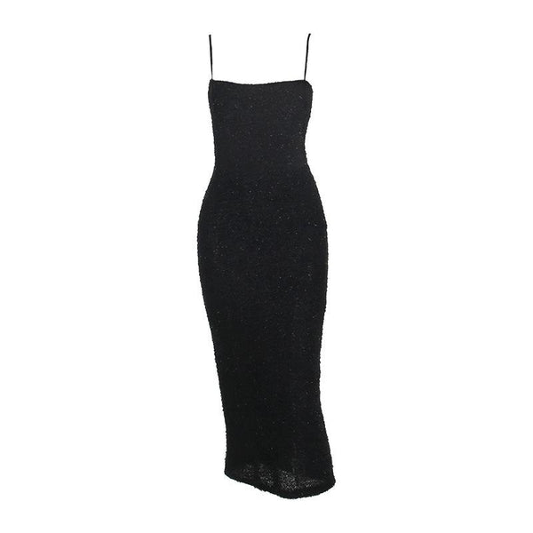 Square neck glitter backless cami maxi dress  | red tango dress