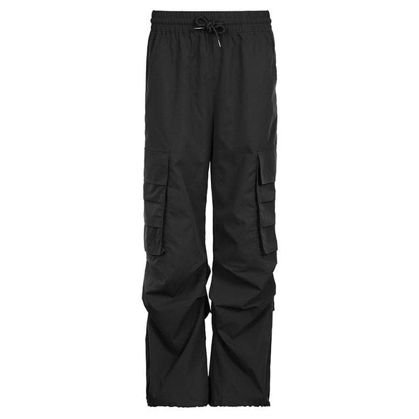 Drawstring ruched pocket self tie cargo pant