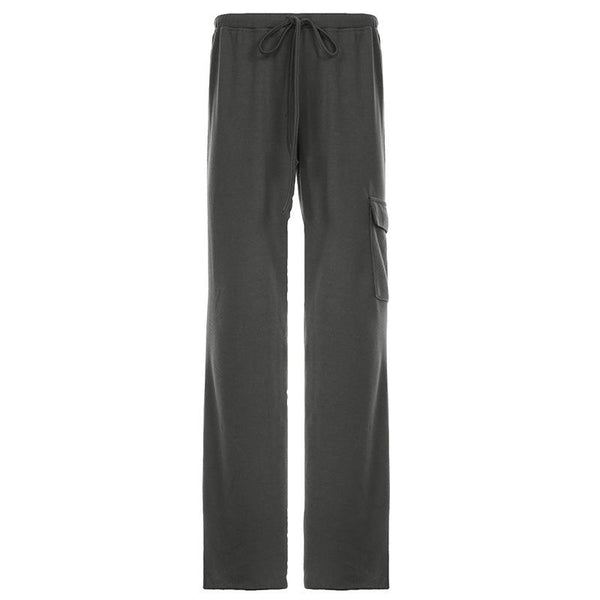 Pantalon droit taille basse avec poches à nouer soi-même 