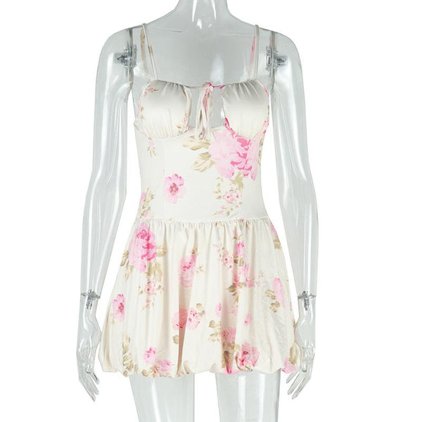 Mini-robe caraco rembourrée à imprimé fleuri et à nouer soi-même 