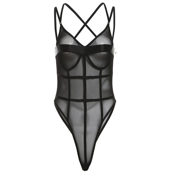 Body camisole en maille patchwork à dos croisé 