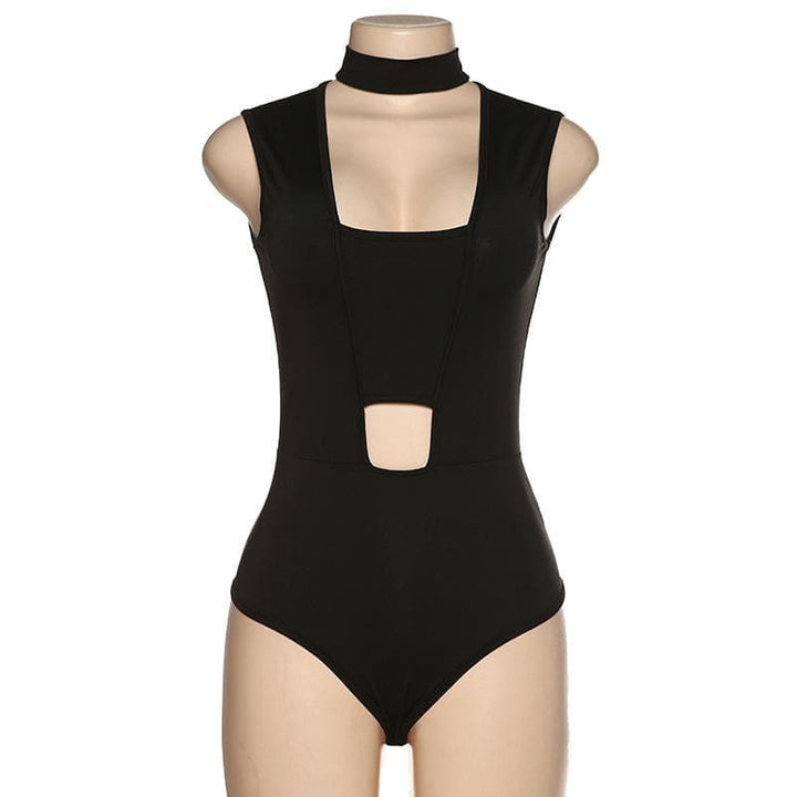 Sleeveless hollow out bodysuit - Halibuy