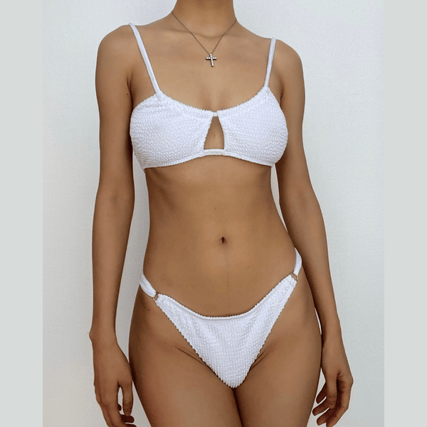 Maillot de bain bikini à bretelles solides et texturées 