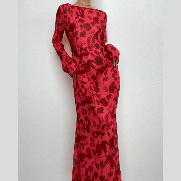 Robe longue transparente en maille transparente à imprimé zèbre, manches longues, fermeture éclair contrastée | robe de tango rouge | robe de samba 