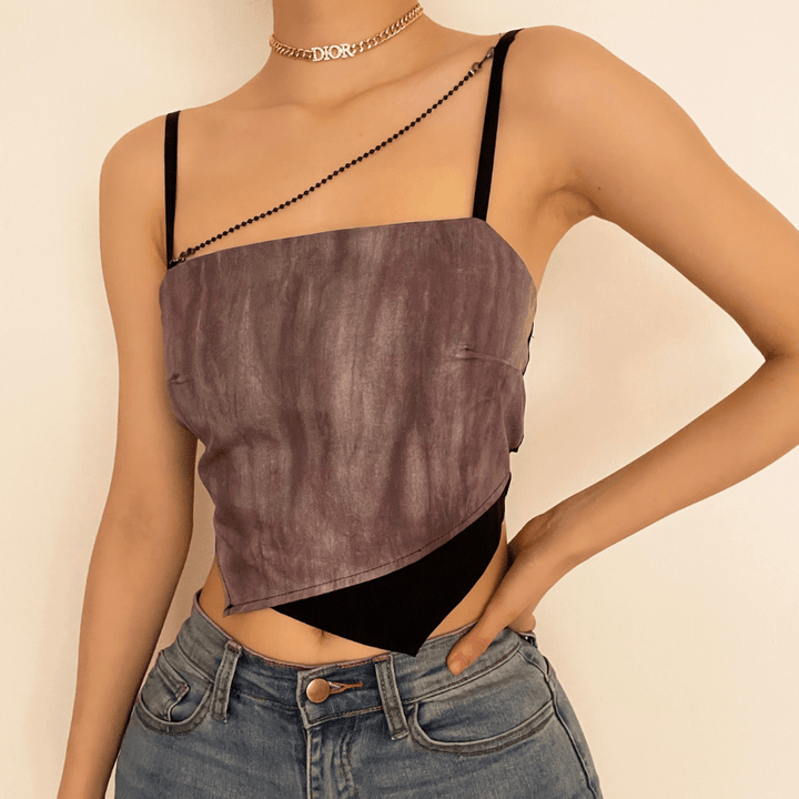 Square neck irregular bowknot cami tip - Halibuy