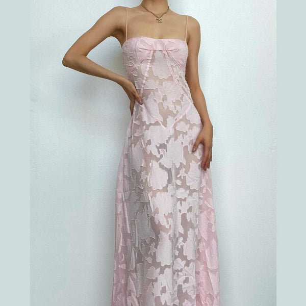 Robe longue texturée unie à bretelles spaghetti zippées et dos nu