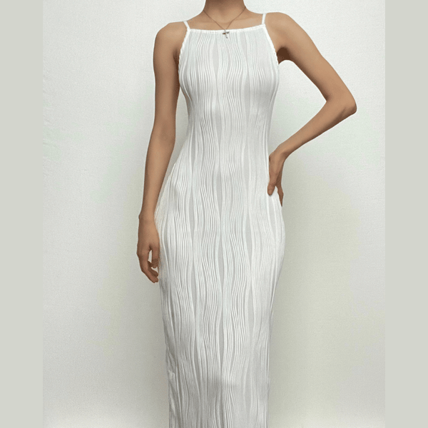 Textured slit backless solid cami midi dress  | red tango dress