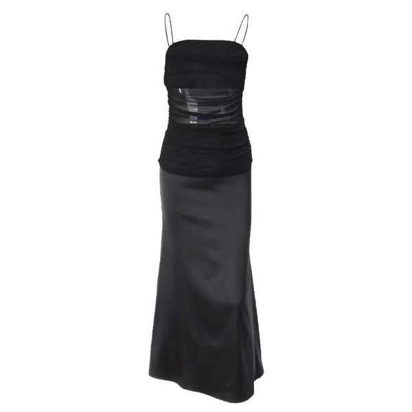 Robe midi en patchwork de mailles, fermeture éclair, dos nu, froncée, couleur unie