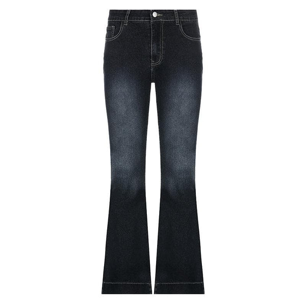 Low rise medium wash pocket button jeans