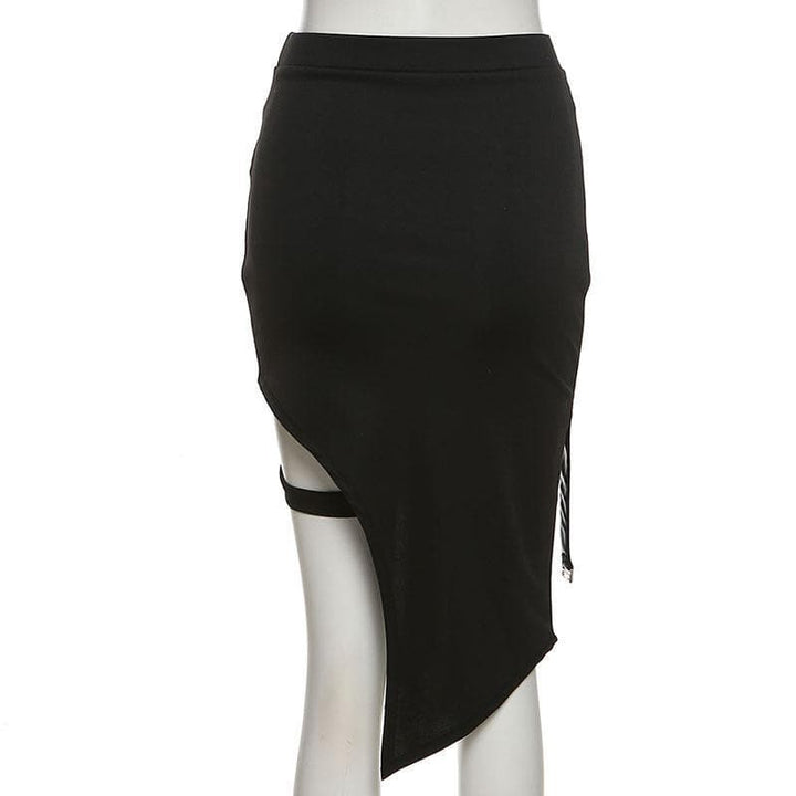 Irregular thigh slit midi skirt - Halibuy