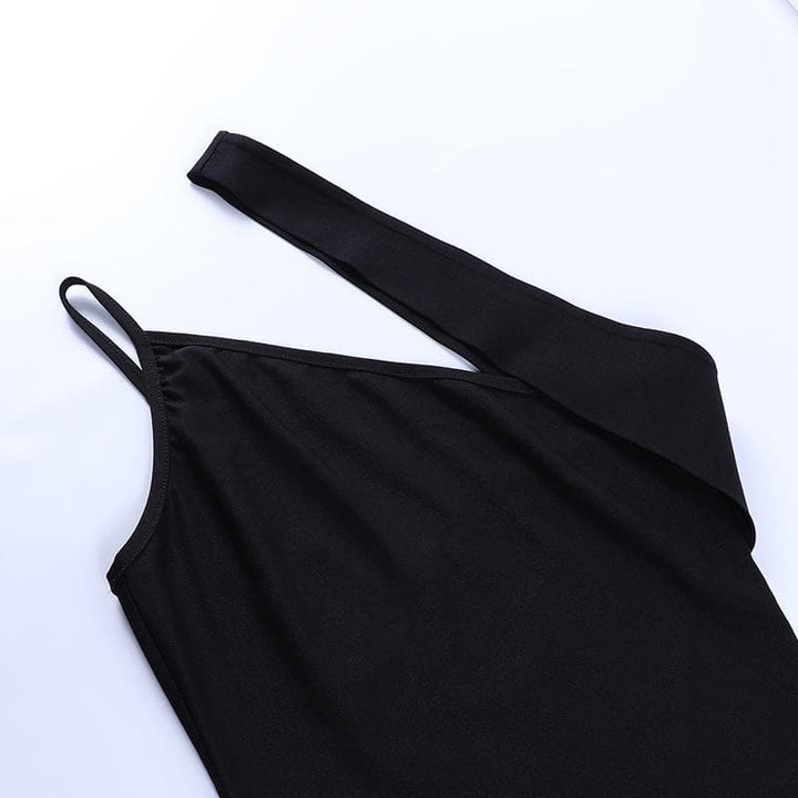 One shoulder hollow out dress - Halibuy